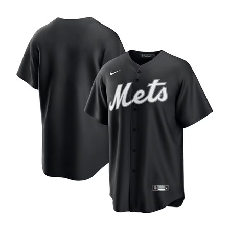 Men's New York Mets Blank Black Lights Out Replica Jersey